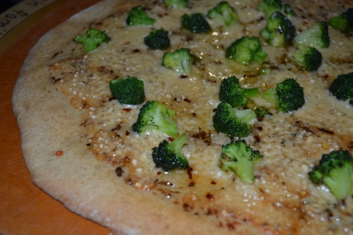 Broccoli and Cheddar Cheese Pizza